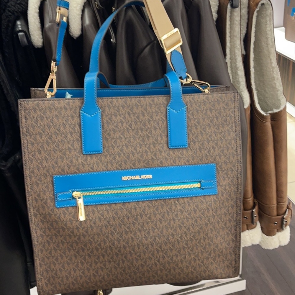MICHAEL KORS KENLY LARGE NS GRAPHIC LOGO TOTE SATCHEL SHOULDER BAGMK SIGNATURE - Picture 5 of 16